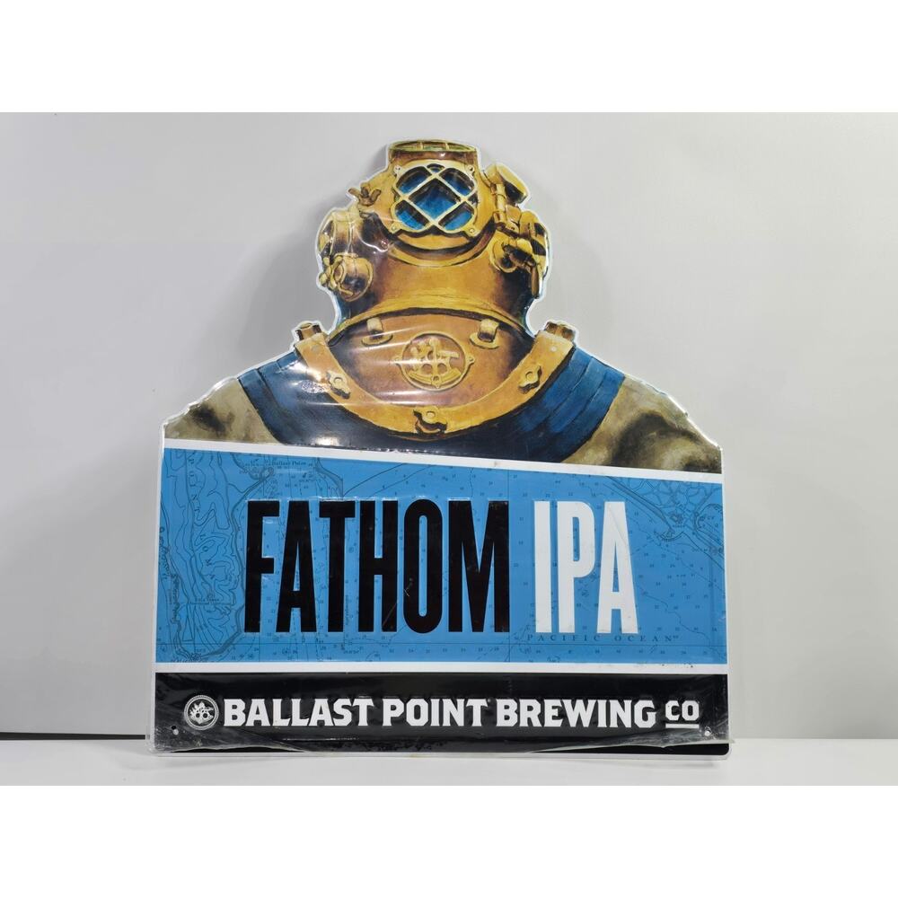 Fathom IPA Embossed Tin Beer Sign Ballast Point Brewery Nautical Deep Sea Diving